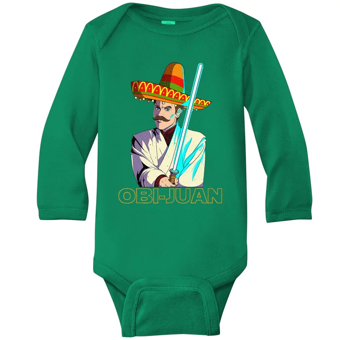 Funny Mexican Obi Juan Movie Parody Nerd Cinco De Mayo Gift Baby Long Sleeve Bodysuit