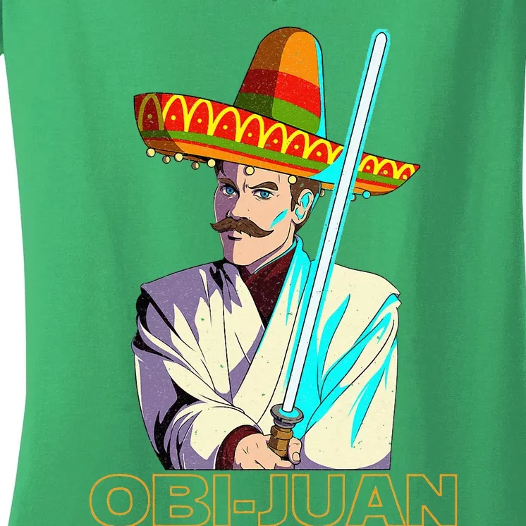 Funny Mexican Obi Juan Movie Parody Nerd Cinco De Mayo Gift Women's V-Neck T-Shirt