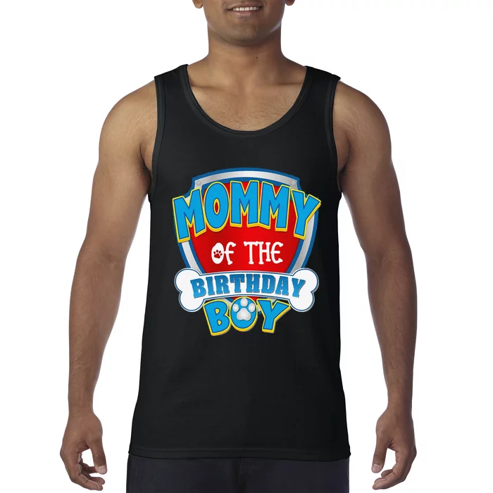 Funny Mommy Of The Birthday Boy Dog Paw Family Matching Gift Tank Top