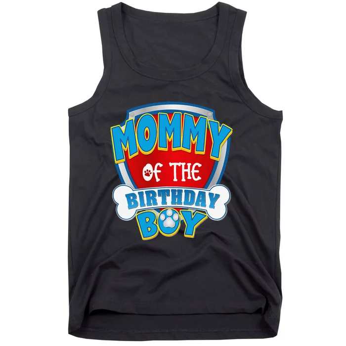 Funny Mommy Of The Birthday Boy Dog Paw Family Matching Gift Tank Top