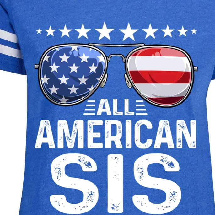 Family Matching Outfit All American Sis 4th Of July Usa Gift Enza Ladies Jersey Football T-Shirt