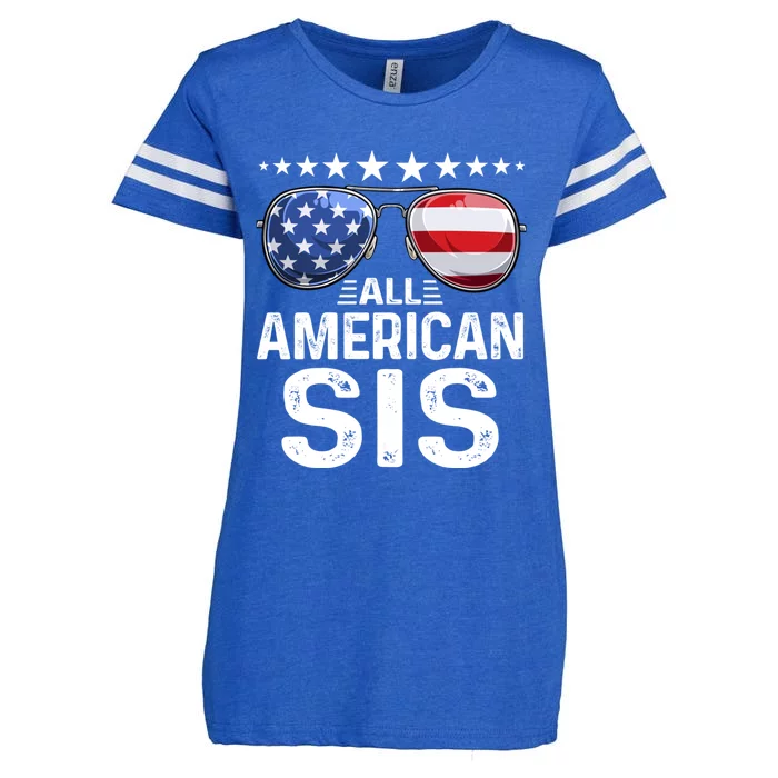 Family Matching Outfit All American Sis 4th Of July Usa Gift Enza Ladies Jersey Football T-Shirt