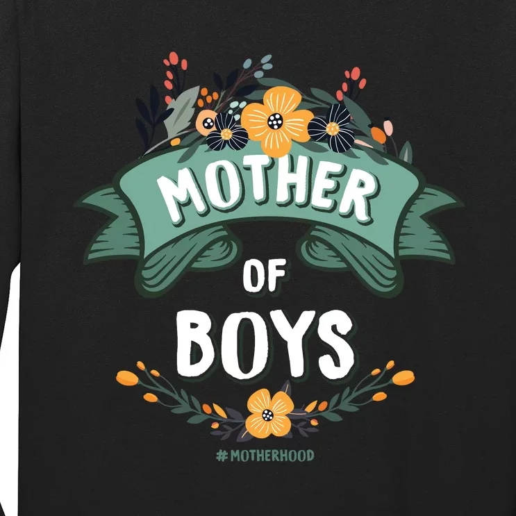 Floral Mother Of Boys Baby Shower Long Sleeve Shirt