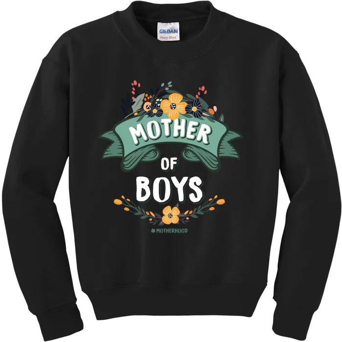 Floral Mother Of Boys Baby Shower Kids Sweatshirt