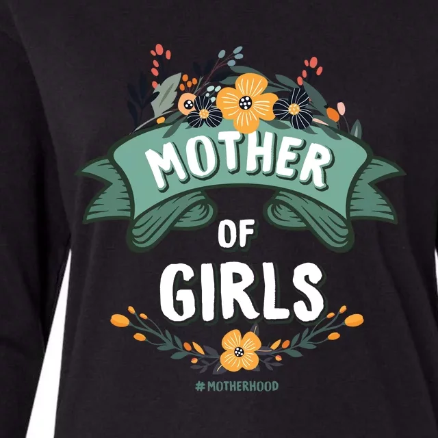 Floral Mother Of Girls Baby Shower Womens Cotton Relaxed Long Sleeve T-Shirt