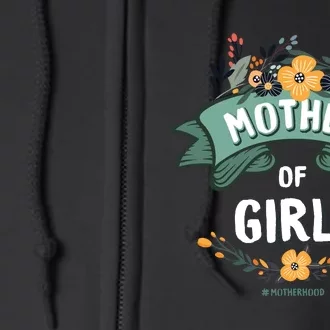 Floral Mother Of Girls Baby Shower Full Zip Hoodie