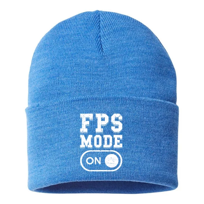 Fps Mode On Video Gamer Gift Firstperson Shooter Gaming Meaningful Gift Sustainable Knit Beanie