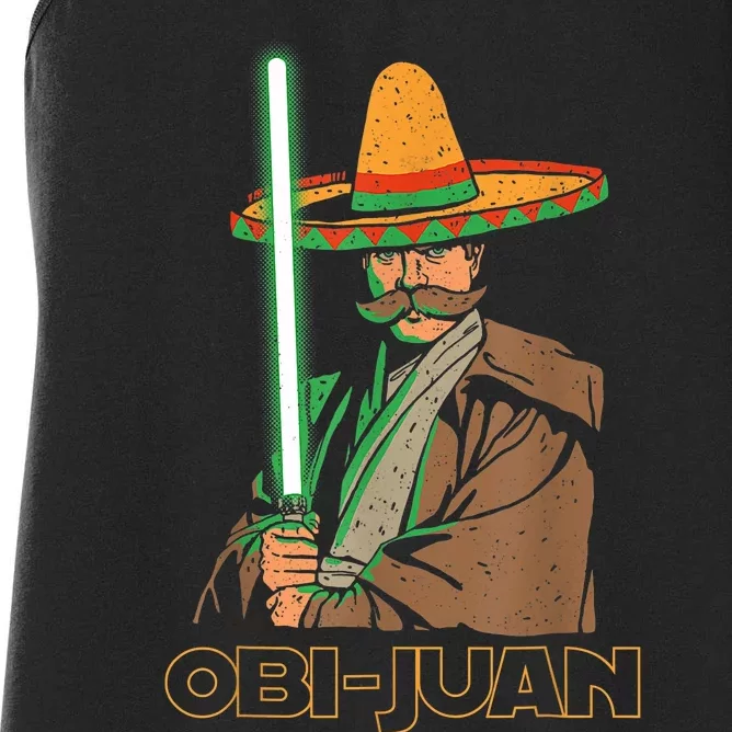 Funny Mexican Obi Juan Movie Parody Nerd Cinco De Mayo Gift Women's Racerback Tank