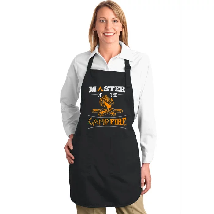 Funny Master Of The Campfire Men Women Campers Full-Length Apron With Pocket