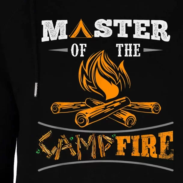 Funny Master Of The Campfire Men Women Campers Womens Funnel Neck Pullover Hood