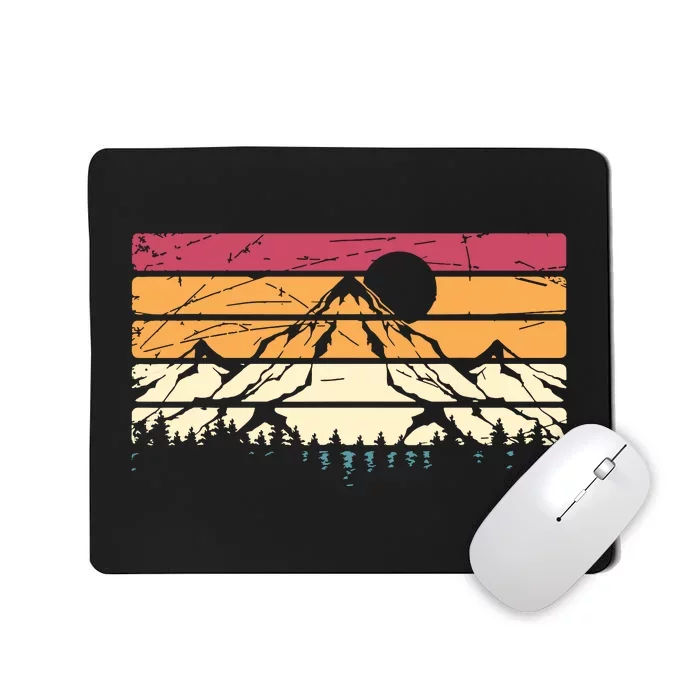 Forest Mountain Outdoors Nature Wildlife Trees Retro Hiking Mousepad