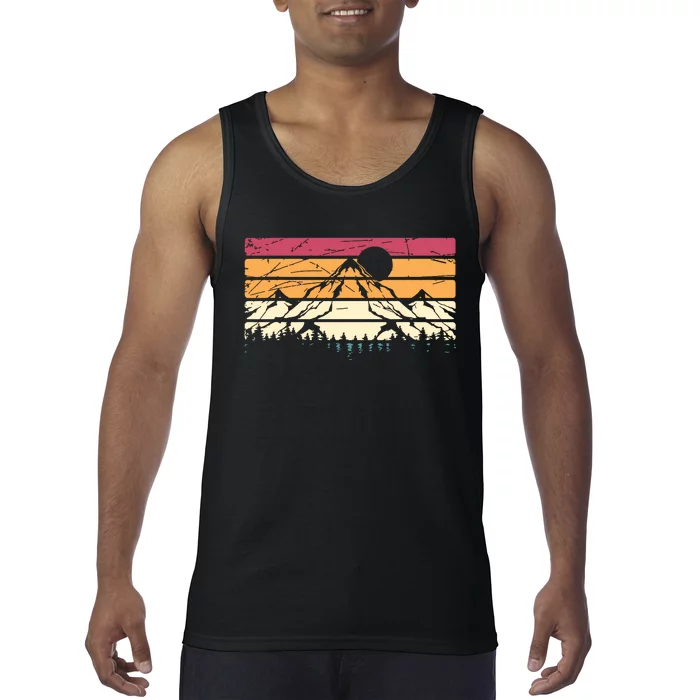 Forest Mountain Outdoors Nature Wildlife Trees Retro Hiking Tank Top