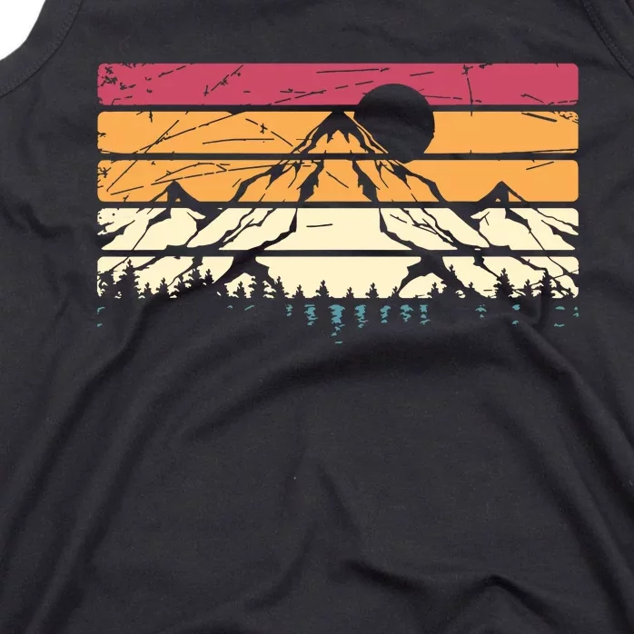 Forest Mountain Outdoors Nature Wildlife Trees Retro Hiking Tank Top