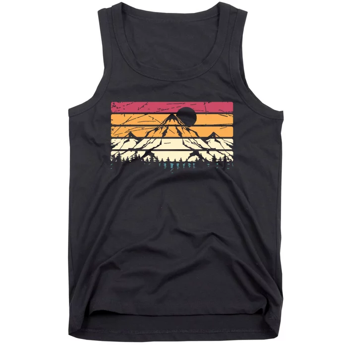 Forest Mountain Outdoors Nature Wildlife Trees Retro Hiking Tank Top