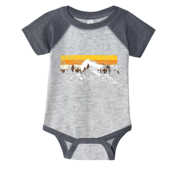 Full Moon Outdoor Nature Wildlife Mountains Retro Forest Infant Baby Jersey Bodysuit