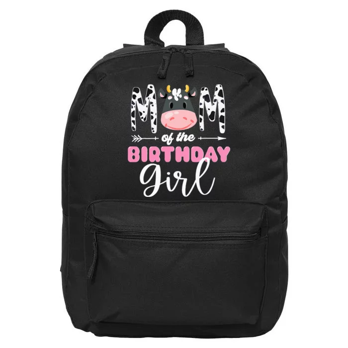 funny Mom Of The Birthday Cow Themed Cow 16 in Basic Backpack