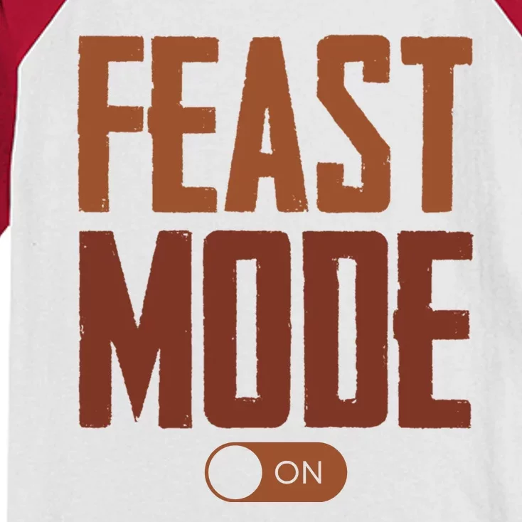 Feast Mode On Funny Thanksgiving Holiday Kids Colorblock Raglan Jersey