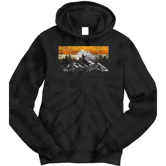 Full Moon Outdoor Nature Wildlife Mountains Tie Dye Hoodie