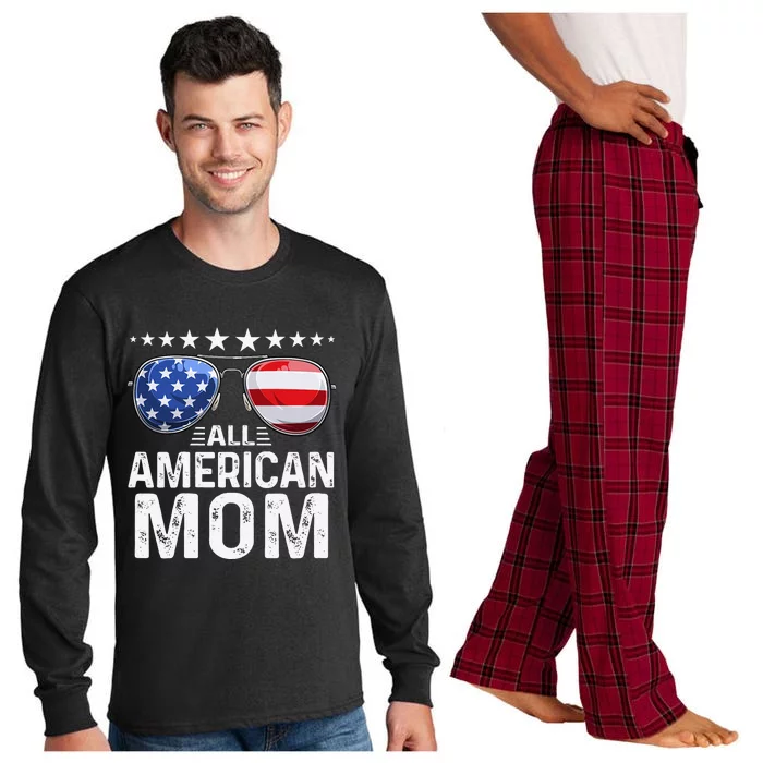 Family Matching Outfit All American Mom 4th of July USA Long Sleeve Pajama Set