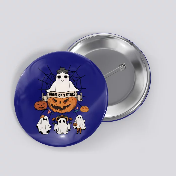 Fun Mom Of 3 Mommy Pumpkin Mother Halloween Boo Ghost Gift Button