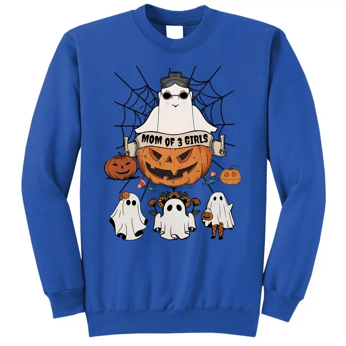 Fun Mom Of 3 Mommy Pumpkin Mother Halloween Boo Ghost Gift Tall Sweatshirt