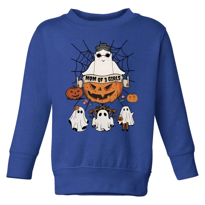 Fun Mom Of 3 Mommy Pumpkin Mother Halloween Boo Ghost Gift Toddler Sweatshirt