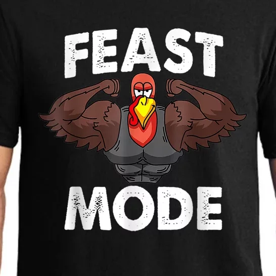 Feast Mode On Turkey Muscle Thanksgiving Family Dinner Pajama Set