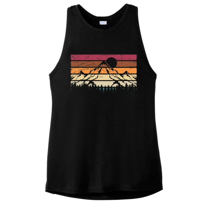 Forest Mountain Outdoors Nature Wildlife Trees Retro Hiking Ladies Tri-Blend Wicking Tank