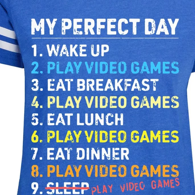 funny My Perfect Day Video Games Enza Ladies Jersey Football T-Shirt