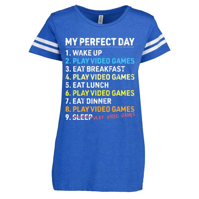 funny My Perfect Day Video Games Enza Ladies Jersey Football T-Shirt