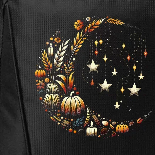 Fall Moon Pumpkins Stars Thanksgiving Harvest Doodles City Backpack