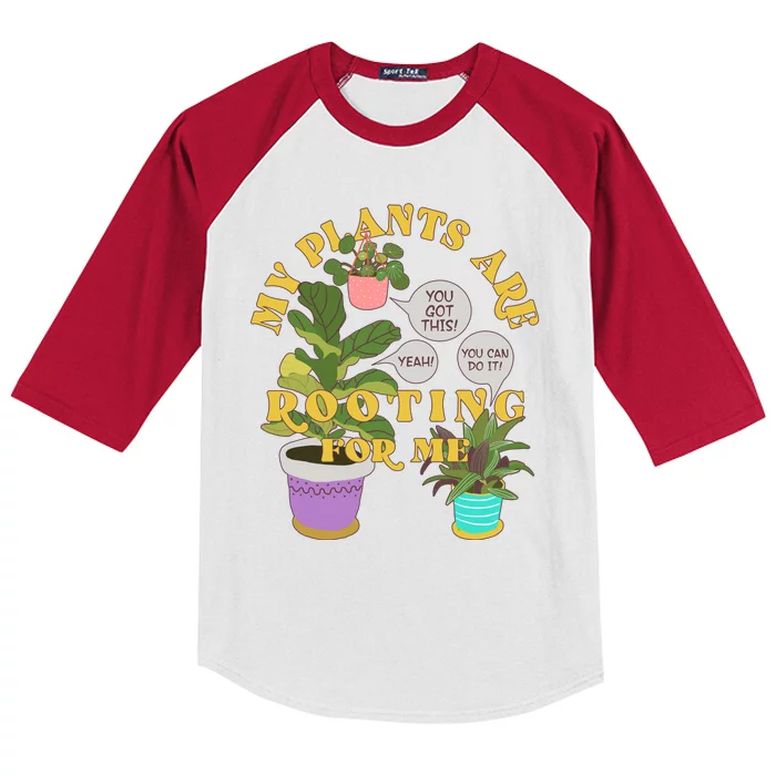 Funny My Plants Are Rooting For Me Kids Colorblock Raglan Jersey