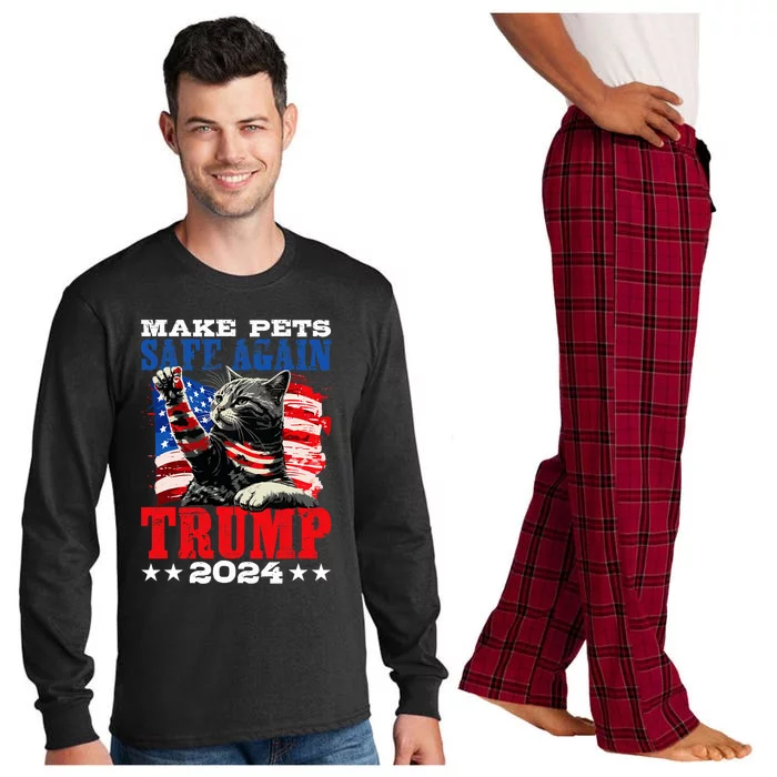 Funny Make Pets Safe Again Usa President Election Trump 2024 Long Sleeve Pajama Set