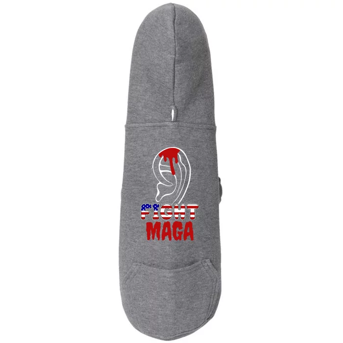 Fight Maga Pro Donald Trump Bleeding Ear Doggie 3-End Fleece Hoodie