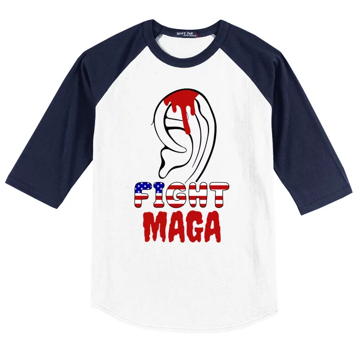 Fight Maga Pro Donald Trump Bleeding Ear Baseball Sleeve Shirt