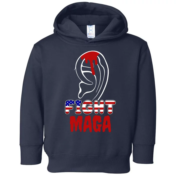 Fight Maga Pro Donald Trump Bleeding Ear Toddler Hoodie