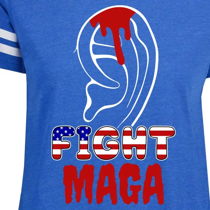 Fight Maga Pro Donald Trump Bleeding Ear Enza Ladies Jersey Football T-Shirt