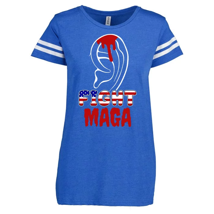 Fight Maga Pro Donald Trump Bleeding Ear Enza Ladies Jersey Football T-Shirt