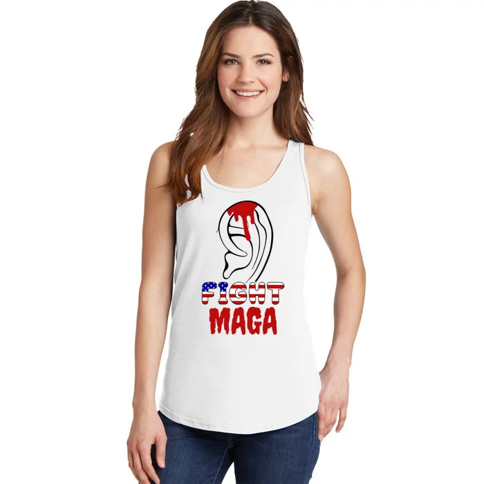 Fight Maga Pro Donald Trump Bleeding Ear Ladies Essential Tank