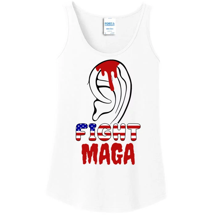 Fight Maga Pro Donald Trump Bleeding Ear Ladies Essential Tank