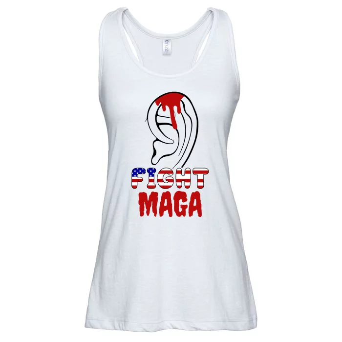 Fight Maga Pro Donald Trump Bleeding Ear Ladies Essential Flowy Tank