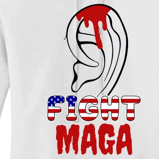 Fight Maga Pro Donald Trump Bleeding Ear Women's Pullover Hoodie