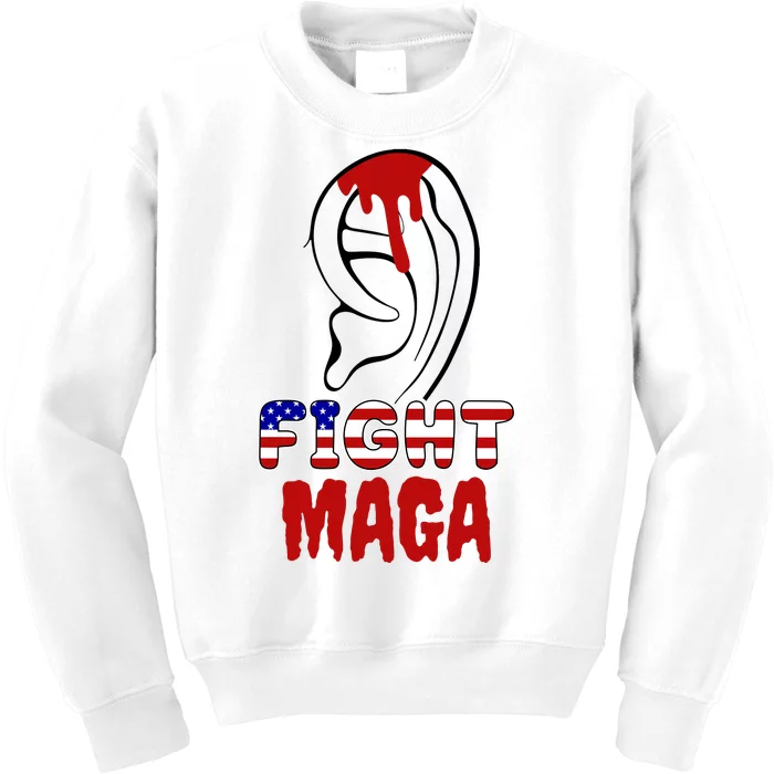 Fight Maga Pro Donald Trump Bleeding Ear Kids Sweatshirt