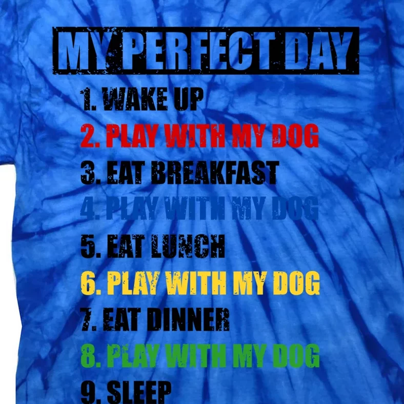 Fun My Perfect Day Play With The Dog Cute Gift Tie-Dye T-Shirt