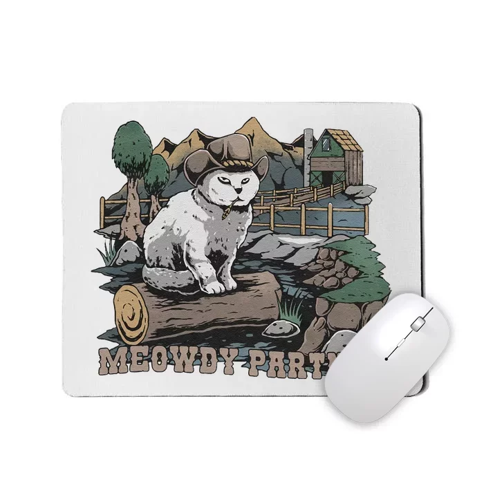 Funny Meowdy Partner Christmas Gift For Cat Lovers Cowboy Cat Dad Gift Idea Cat Mousepad