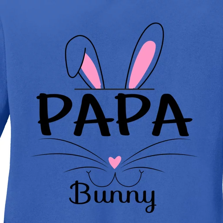 Family Matching Papa Bunny Graphic Easter Costume Papa Funny Gift Ladies Long Sleeve Shirt