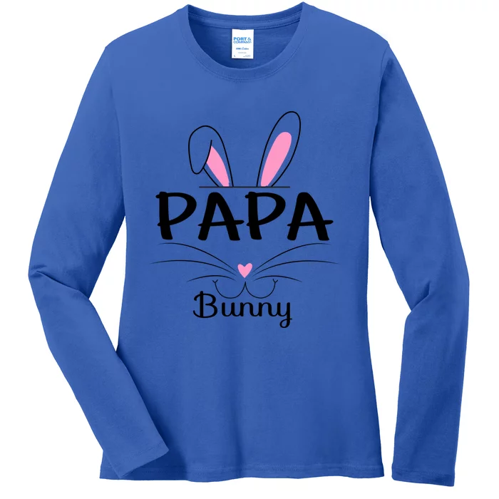 Family Matching Papa Bunny Graphic Easter Costume Papa Funny Gift Ladies Long Sleeve Shirt