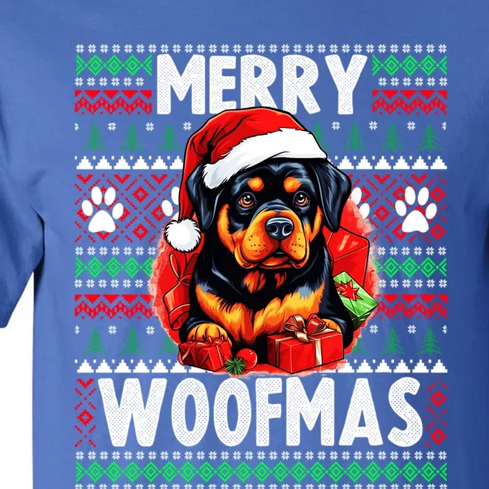 Family Matching Pajama Top Ugly Christmas Dog Rottweiler Gift Tall T-Shirt