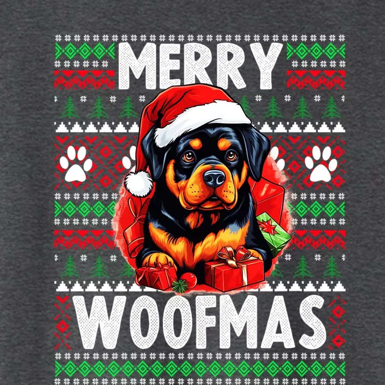 Family Matching Pajama Top Ugly Christmas Dog Rottweiler Gift Women's Crop Top Tee