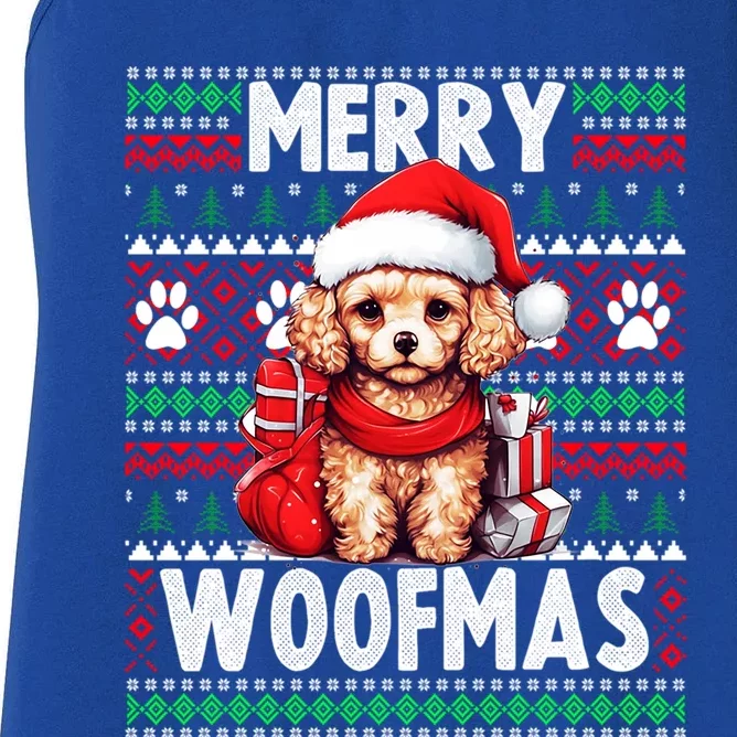 Family Matching Pajama Top Ugly Christmas Dog Poodle Gift Women's Racerback Tank